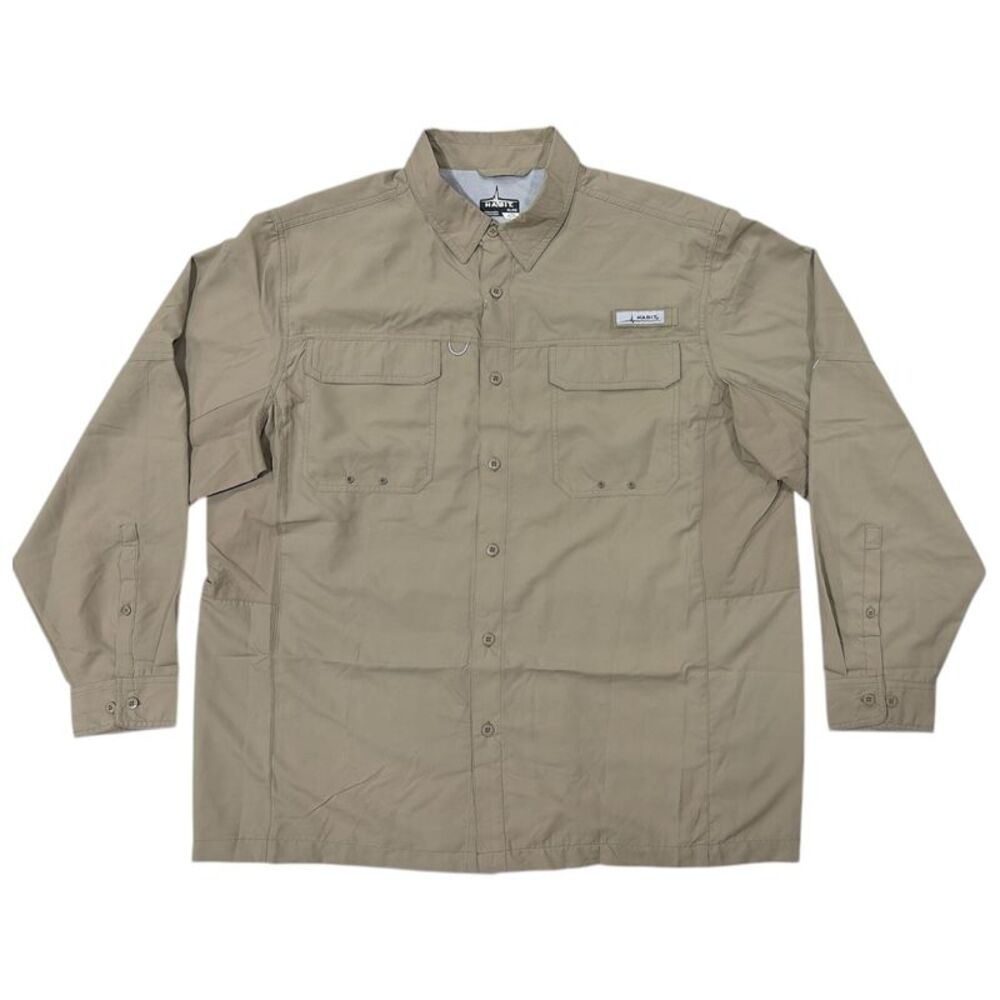 Habit Men's UPF 50+ UV Protection Long-Sleeve River Button-Up Shirt - Coriander